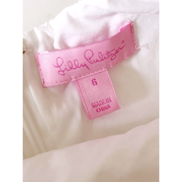 Lilly Pulitzer white Suzette sleeveless dress with gold lamé accents sz 6 - Picture 7 of 13